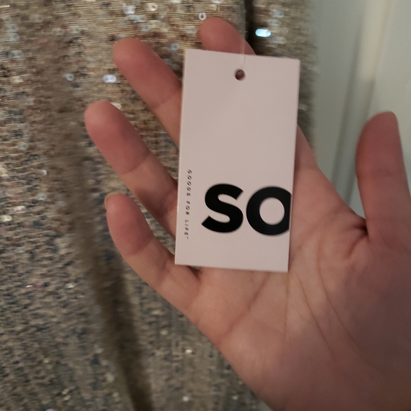 SO Junior's Cold Shoulder Sequin Dress in Champagne - Picture 7 of 10